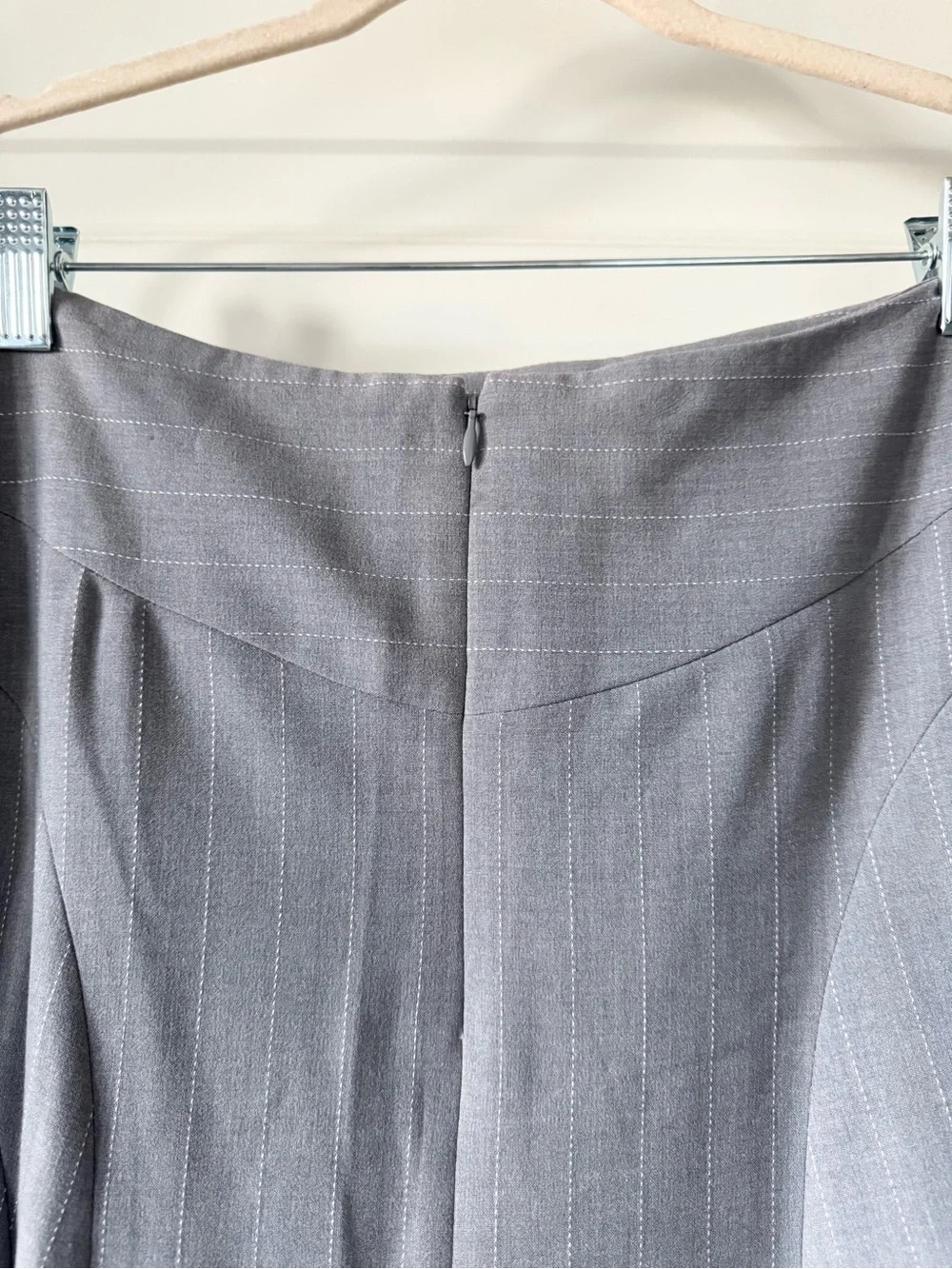 Vintage Y2K Worthington Stretch Gray Pinstripe A-Line Career Skirt Size 8
